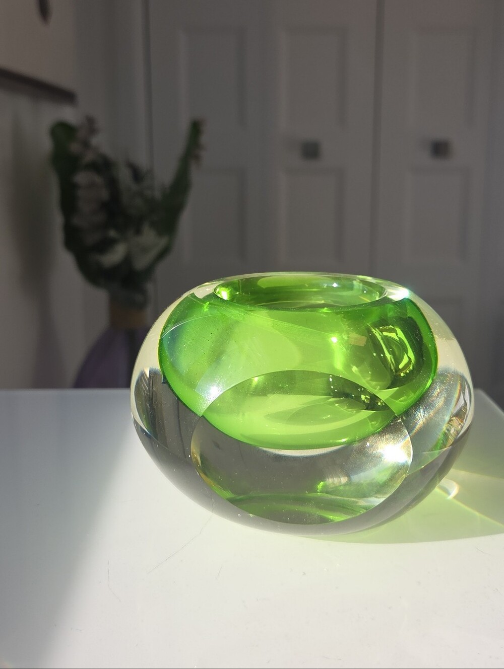 Vintage Retro Sommerso Blown Glass Candle Holder